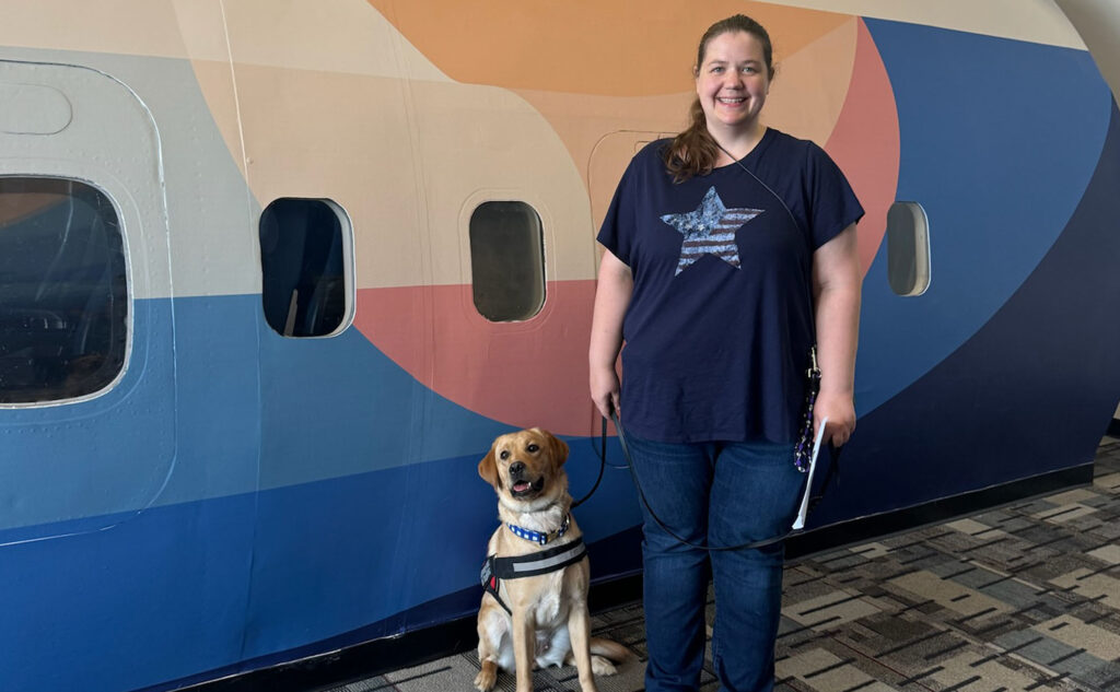 Training a dog for airplane travel